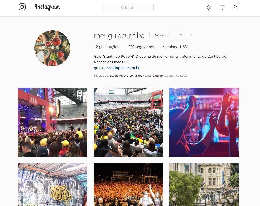 Guia Gazeta do Povo + Clube está também no Instagram