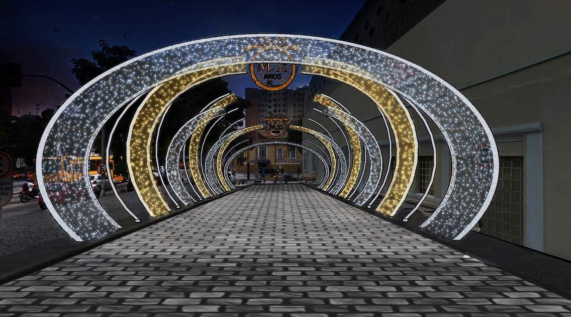 Show de luzes do Shopping Mueller é uma das atrações natalinas da cidade
