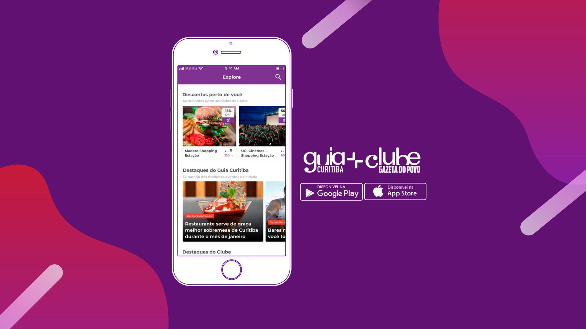 APP do Clube Gazeta do Povo avisa os lugares que têm desconto por onde você passa