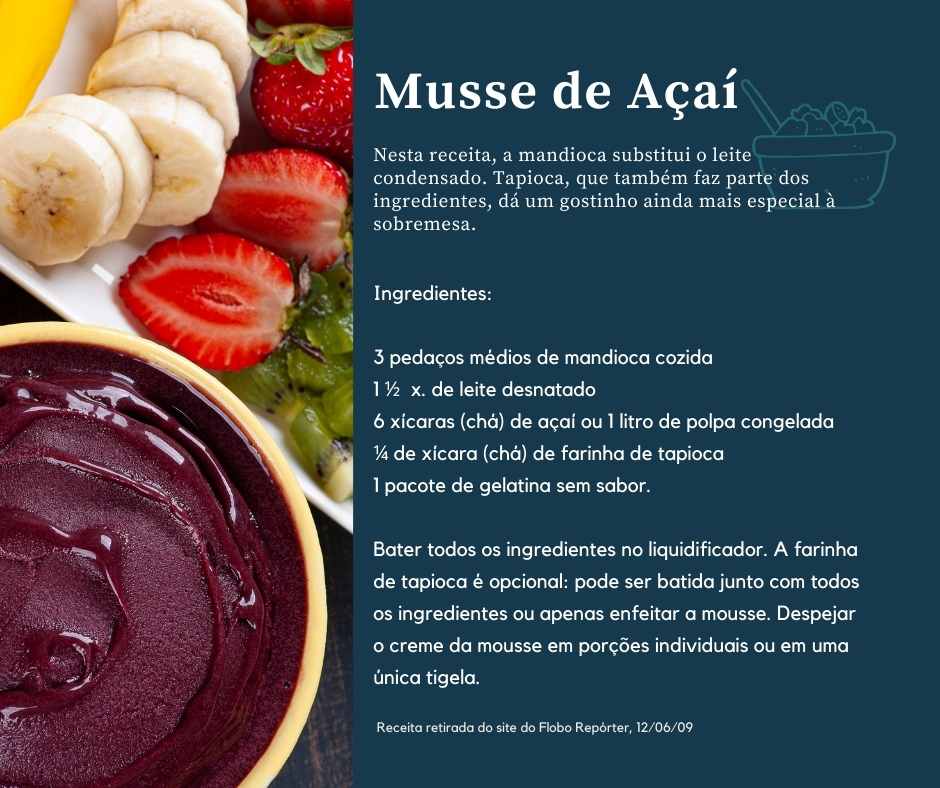 Receita fácil de musse de açaí com mandioca